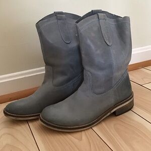 Light blue Leather Cowboy Boots